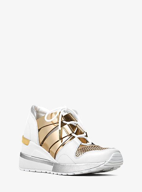 Michael Michael Kors Beckett Metallic And Leather Sneaker