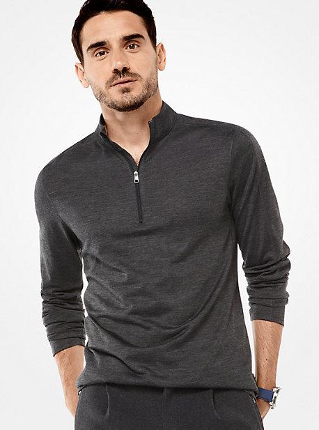 Michael Kors Mens Merino Jersey Quarter-zip Pullover