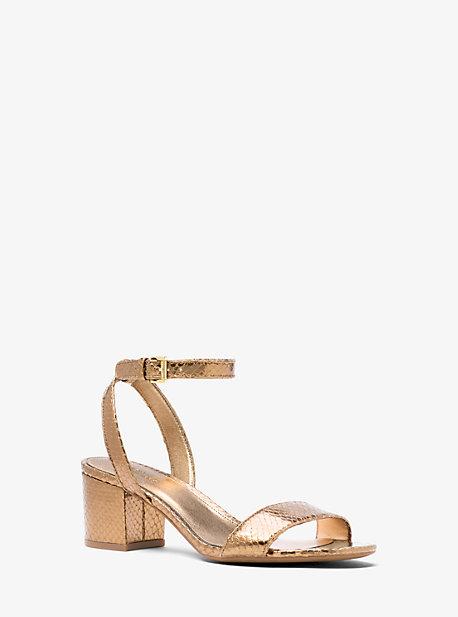 Michael Michael Kors Brena Metallic Embossed Leather Sandal