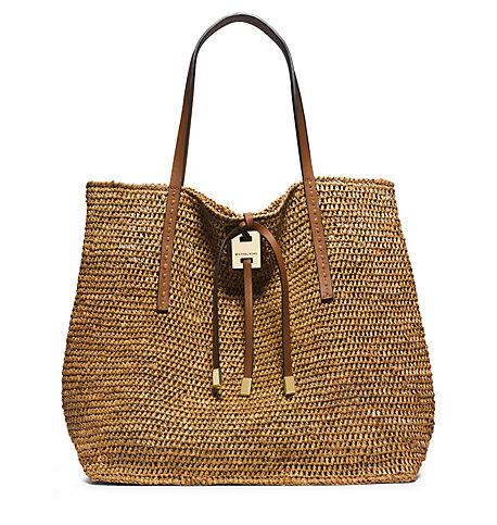 Michael Kors Miranda Large Raffia Tote Handbag In Brown | LookMazing