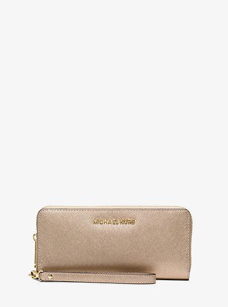 Michael Michael Kors Jet Set Travel Metallic Leather Continental Wallet