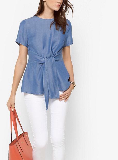 Michael Michael Kors Tie-front Lightweight Denim Top