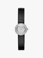 Michael Kors Cocktail Petite Silver-tone And Embossed-leather Watch