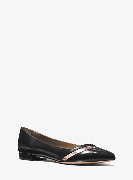 Michael Kors Collection Jodi Calf Leather And Pvc Flat