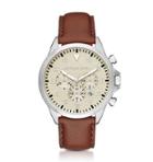 Michael Kors Gage Silver-tone And Leather Watch