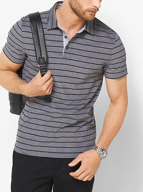 Michael Kors Mens Striped Cotton-blend Polo Shirt