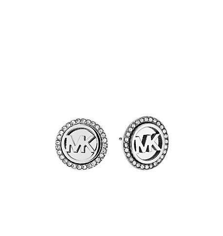 Michael Kors Logo Button Silver-tone Earrings