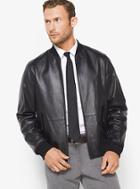 Michael Kors Mens Reversible Leather And Nylon Jacket
