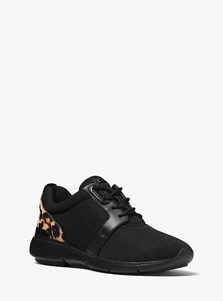 Michael Michael Kors Amanda Leopard Calf Hair And Mesh Sneaker