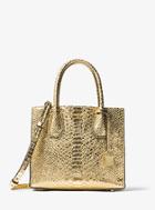 Michael Kors Studio Mercer Metallic Embossed-leather Crossbody