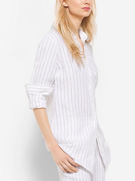 Michael Michael Kors French-cuff Striped Linen Shirt