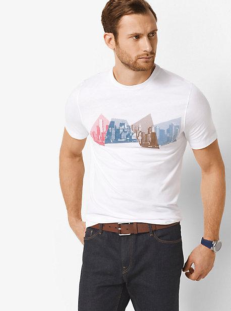 Michael Kors Mens New York City Skyline Cotton T-shirt