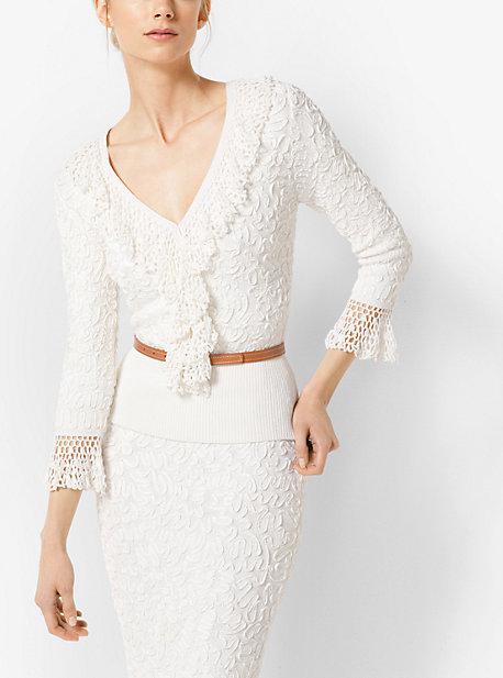 Michael Kors Collection Soutache Stretch-viscose Pullover With Hand-knit Crochet Trim