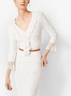 Michael Kors Collection Soutache Stretch-viscose Pullover With Hand-knit Crochet Trim