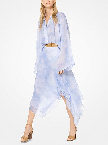Michael Kors Collection Tie-dye Silk-chiffon Poets Blouse