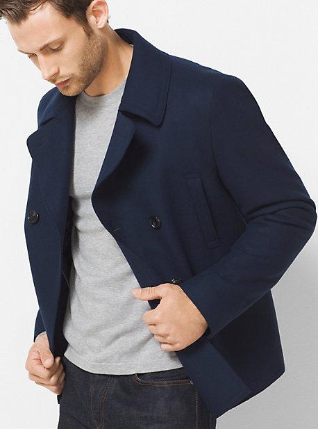 Michael Kors Mens Wool-melton Peacoat
