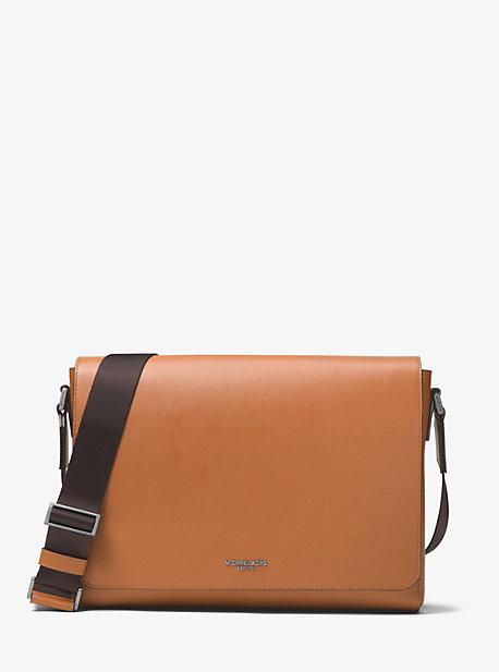 Michael Kors Mens Harrison Medium Cross-grain Leather Messenger