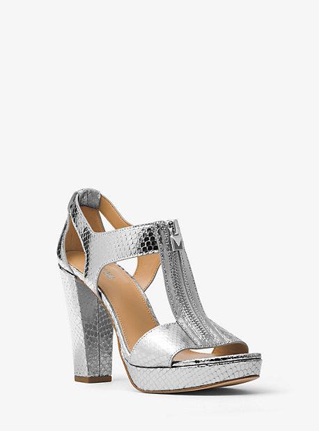 Michael Michael Kors Berkley Metallic Embossed-leather Platform Sandal
