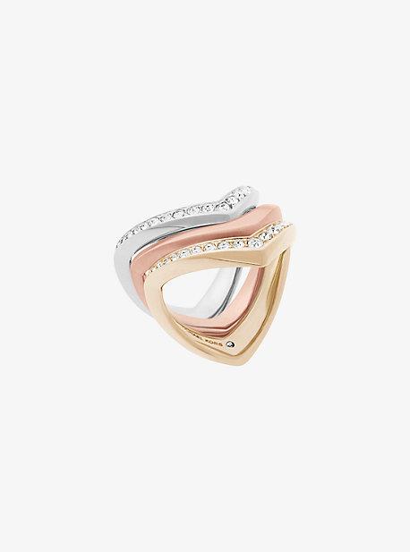 Michael Kors Pave Tri-tone Stacking Rings