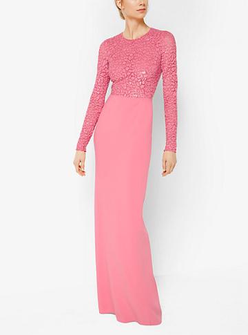 Michael Kors Collection Embroidered Stretch Wool-crepe Gown