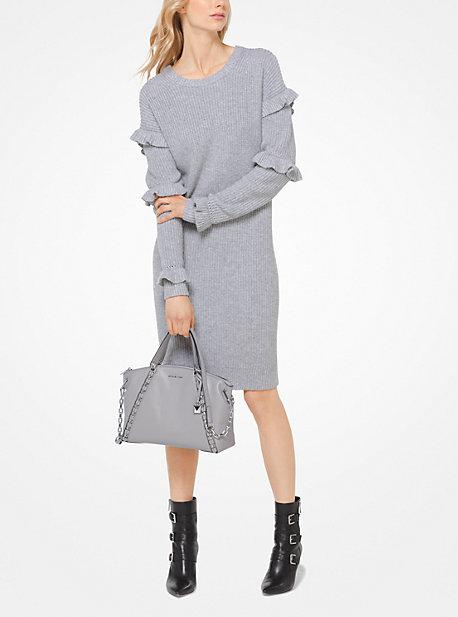 Michael Michael Kors Ruffled Ribbed Sweater Dress