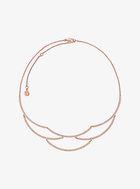 Michael Kors Pave Rose Gold-tone Wave Statement Necklace