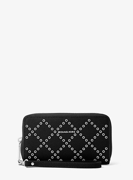 Michael Michael Kors Jet Set Travel Grommeted Leather Smartphone Wristlet