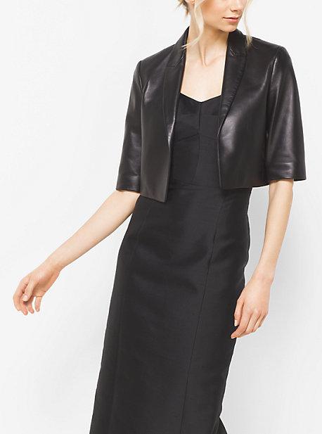Michael Kors Collection Cropped Plonge Leather Jacket