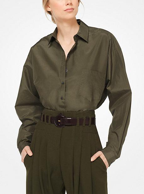 Michael Kors Collection Silk And Cotton Taffeta Blouse