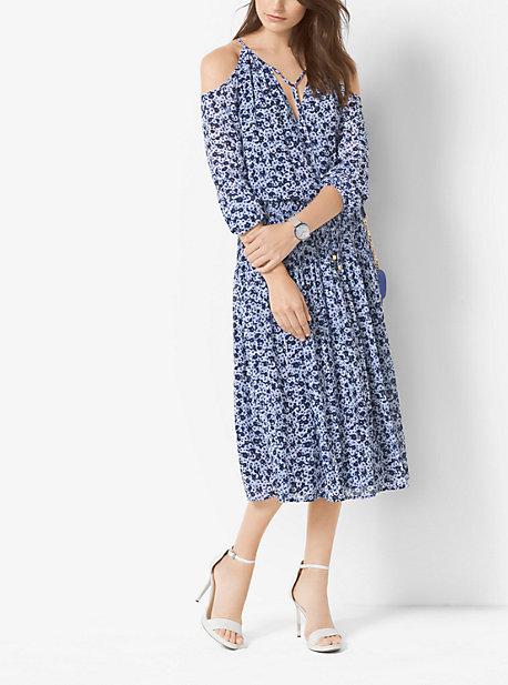Michael Michael Kors Floral-print Peekaboo Tie-neck Dress