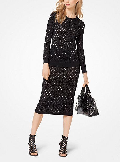 Michael Michael Kors Argyle Studded Stretch-knit Pullover