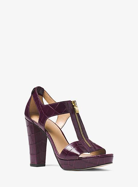 Michael Michael Kors Berkley Lock Embossed-leather Platform Sandal