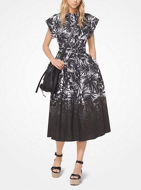 Michael Kors Collection Leaf Dip-dye Cotton-poplin Shirtdress