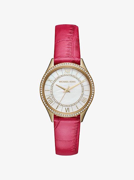 Michael Kors Mini Lauryn Embossed Leather Watch