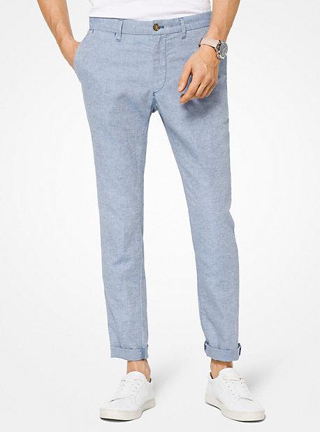 Michael Kors Mens Slim-fit Linen Chinos