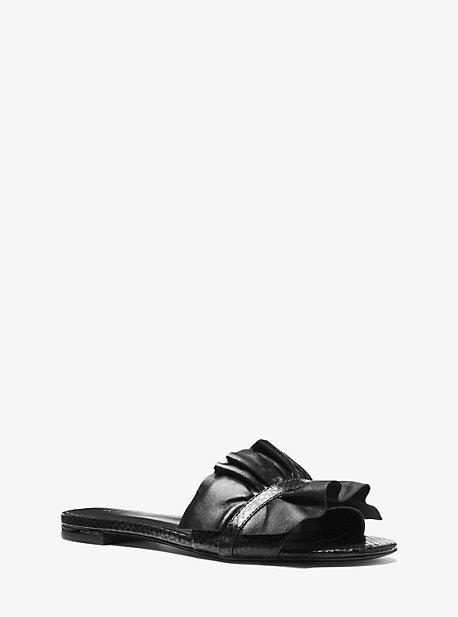 Michael Michael Kors Bella Ruffled Leather Slide