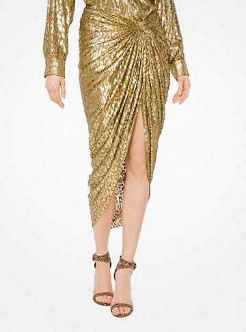 Michael Kors Collection Cheetah Metallic Fil Coupe Sarong Skirt