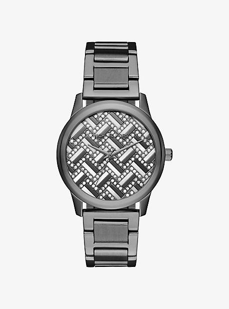 Michael Kors Hartman Chevron Pave Gunmetal-tone Watch