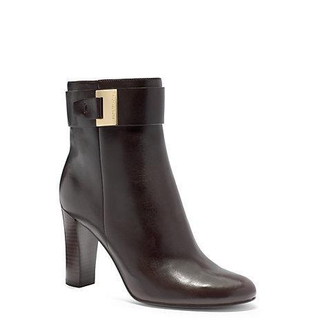 Michael Kors Guiliana Leather Ankle Boot In Brown