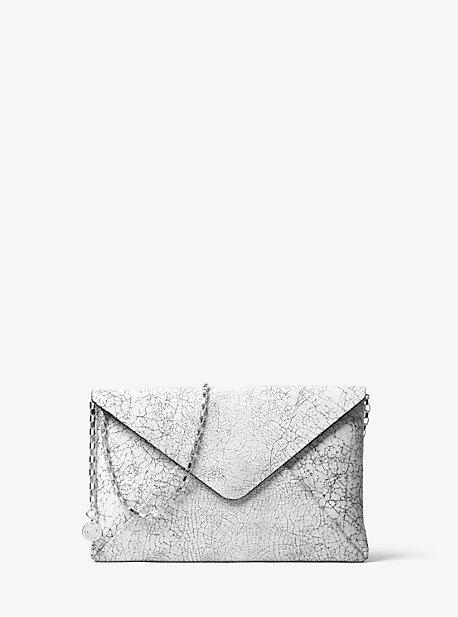 Michael Kors Crackled Leather Envelope Clutch