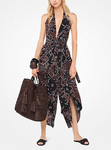 Michael Kors Collection Floral Crepe De Chine Jumpsuit