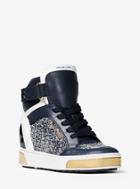 Michael Michael Kors Pia High-top Leather And Tweed Sneaker