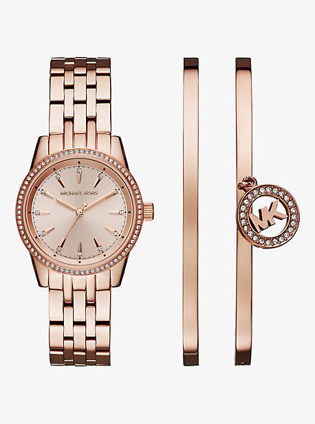 Michael Kors Ritz Rose Gold-tone Watch And Bangle Set