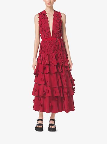Michael Kors Collection Floral-embroidered Washed-faille Dress