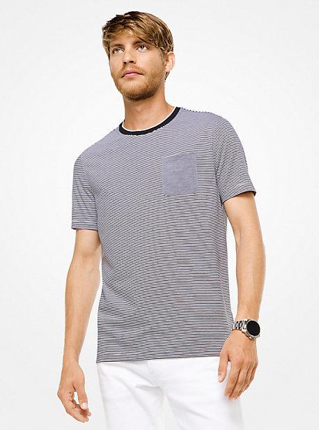 Michael Kors Mens Striped Cotton And Silk T-shirt