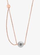 Michael Kors Rose Gold-tone Glass Pearl Pendant Necklace