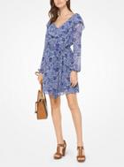Michael Michael Kors Ruffled Paisley Tie-waist Dress