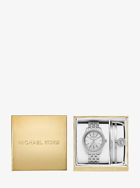 Michael Kors Ritz Silver-tone Watch And Bangle Set