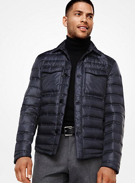 Michael Kors Mens Plaid Quilted Down Shirt Jacket