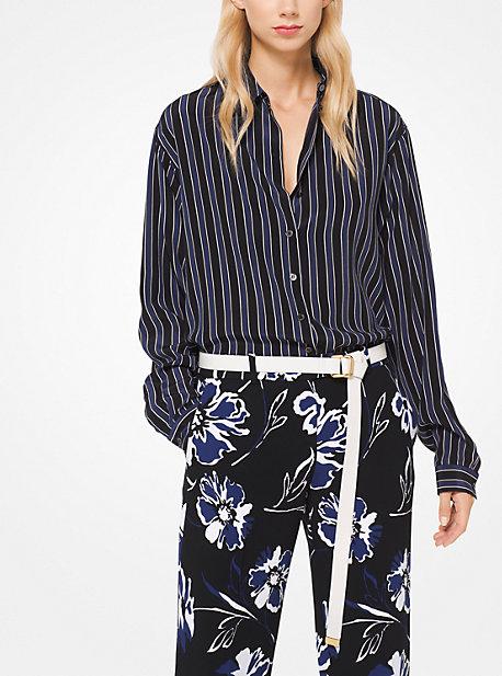 Michael Kors Collection Striped Crepe De Chine Shirt